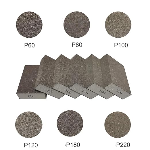 12 Pack Sanding Sponge,Sackorange Coarse/Medium/Fine/Superfine 6 Different Specifications Sanding Blocks Assortment,Washable and Reusable