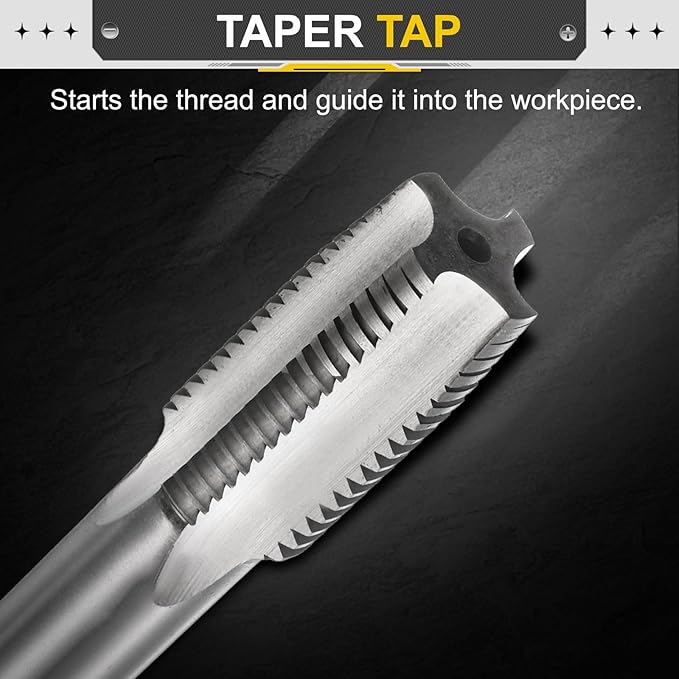 uxcell Hand Taper Tap 3/4"-12 BSF Thread Taper Style Taps Straight Flute Screw Tapping Threading Tool High Speed Steel HSS6542