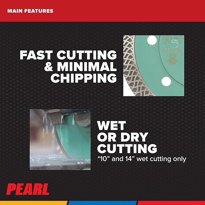 PEARL ABRASIVE CO. P4 Thin Mesh Turbo Porcelain Blade 4" 5/8"-20mm-7/8 4 Holes