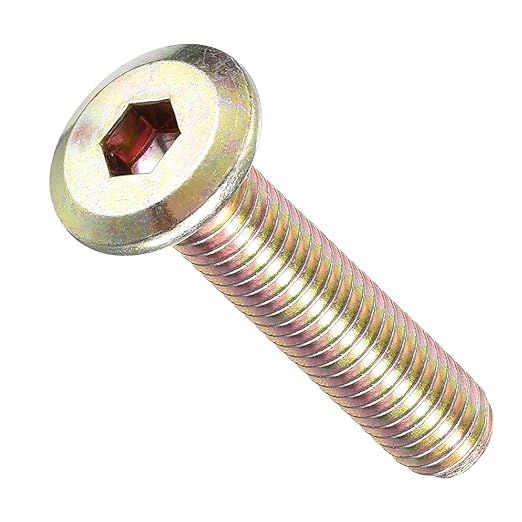 METALLIXITY Flat Head Hex Socket Cap Screws Bolts(M6-1x30) 10Pcs, Steel Hex Socket Furniture Bolts Screws - for Furniture Woodworking Project, Yellow