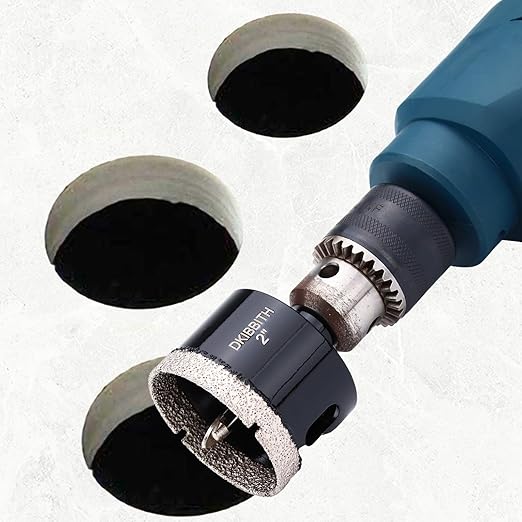 DKIBBITH 2" Diamond Hole-Saw Bits with Pilot Drill Bit - 2" Diamond Tipped Tile Hole Saws with Guiding Bit for Porcelain Tile Ceramic Pottery Granite Stone Glass Bottles 50mm.