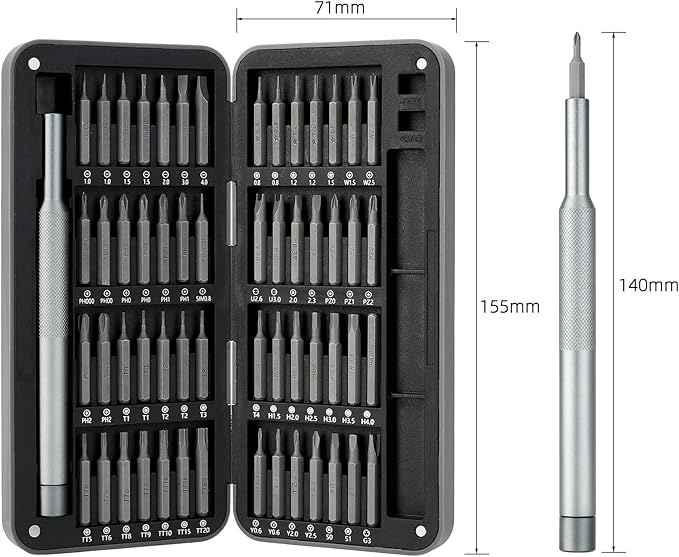 Precision Screwdriver Set, 57-in-1 Magnetic Small Electronics Repair Tool Kit with S2 Steel Bits & Flip-Open Magnetic Case for Laptop, PC, Tablet, Phone, Watch, Glasses, Gaming Console, DIY