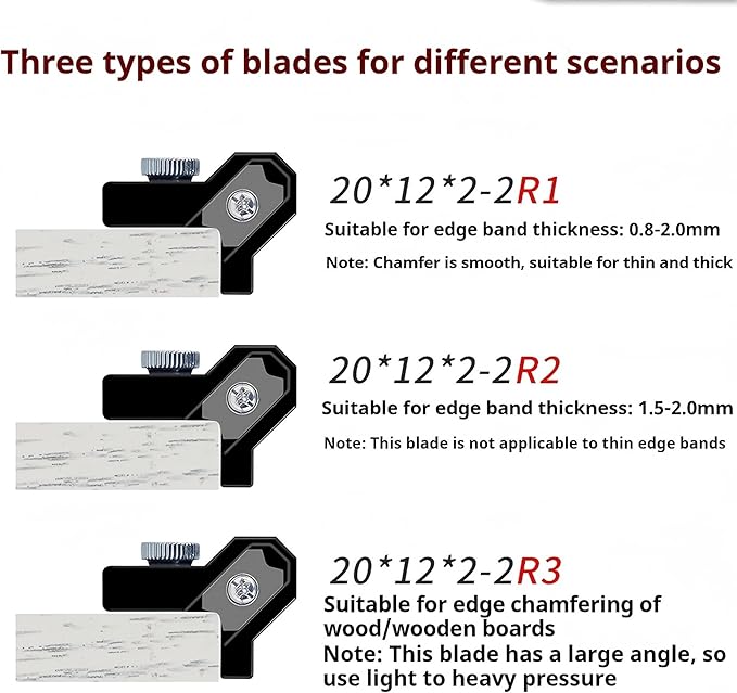 Adjustable chamfering edge trimmer with trimmer, integrated utility blade and carbide tip, main body made of aluminum alloy, suitable for wood, hand planing