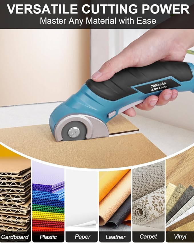 Cardboard Cutter Cordless Electric Scissors - Mens Valentines Day Gifts for Him Electric Box Cutter for Cardboard Recycling, Heavy Duty Carpet Cutting Tool for Plastic, Box, Leather