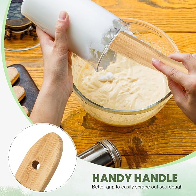 Baderke 11 Inch Wooden Sourdough Bread Mixing Stir and 13 Inch Wooden Spatula Paddle Stirring Stick for Kitchen Cooking Mixing Tool for Sourdough Starter Cookware Pot(Bamboo Wood)