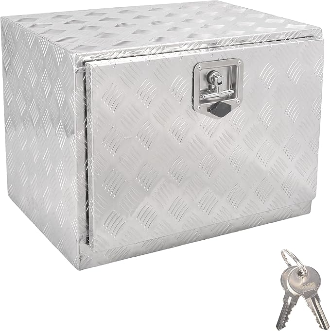 24 Inch Aluminum Underbody Truck Tool Box with T-Handle for Trucks, RV, ATV - Silver (24'' x 18'' x 17'')