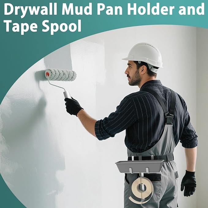 woiron Drywall Mud Pan Holder and Tape Spool Holder, Hold 12 Inch Mud Pan and 500 ft Tape,Mud Pan & Tape Holder