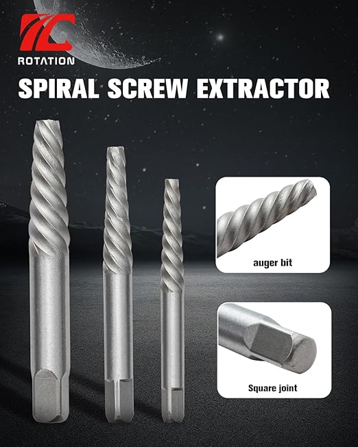 ROTATION 10-Piece Screw Extractor and Drill Bits Set, Bolt Remover Kit, for Removing Stripped Screws & Broken Bolts, HSS & CR-MO