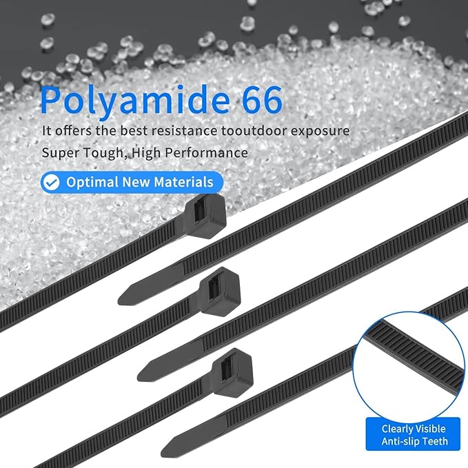 34 inch Black Zip Ties Heavy Duty 40 PCS, 250LBS Ultra Exclusive Strong Plastic Wire Ties, Large Cable Ties Extra Long Tie Wraps, Indoor and Outdoor UV Resistant