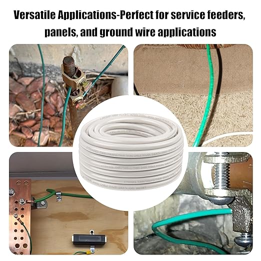 XRDS -RF 3AWG THHN Electrical Wire 100FT ??Stranded Bare Copper Conductor with PVC and Nylon Insulation, Heat and Oil Resistant Cable for Indoor & Outdoor Wiring