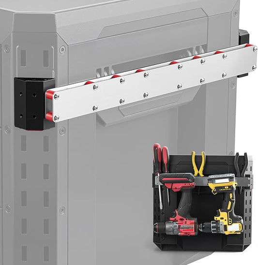 Power Drill Holder Fits for ToughBuilt StackTech Tool Box, Heavy-Duty Stainless Steel Mount, Toolbox Side Rail Organizer for Screwdrivers, Wrenches, Tape Measures