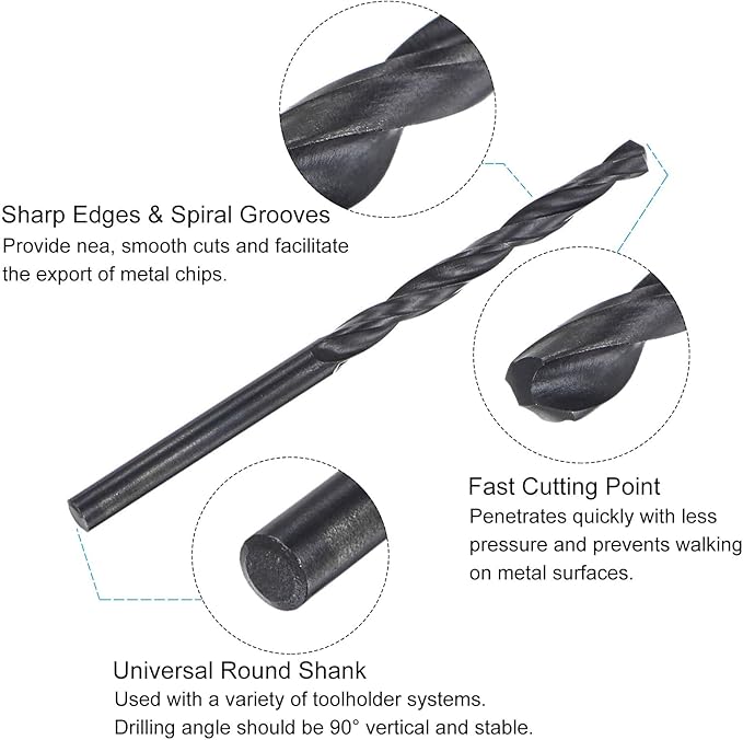 uxcell Tap and Drill Bit Set, 10-32 UNF Thread Tap & 5/32" Black Oxide Twist Drill Bit, Straight Flute Tap Tapping Threading Repair Tool Kit