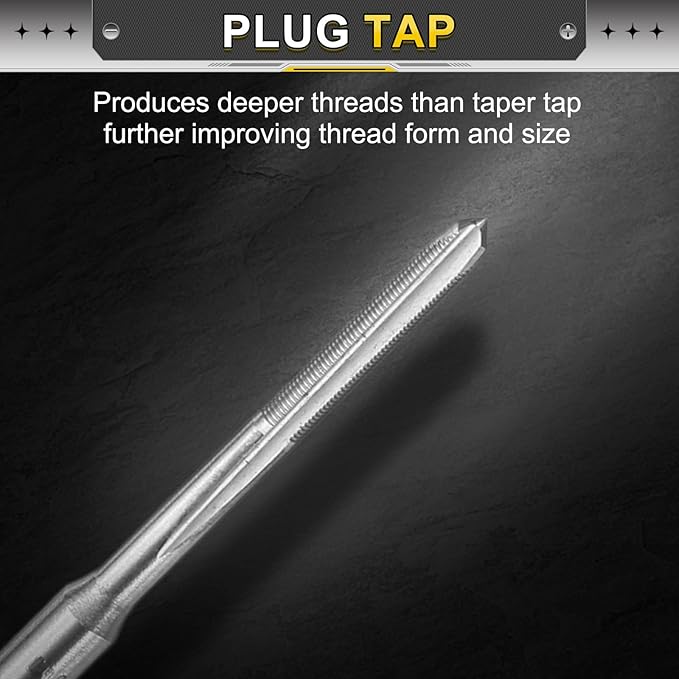 uxcell Hand Plug Tap M2 x 0.2 H2 Metric Thread Plug Style Taps Straight Flute Screw Tapping Threading Tool High Speed Steel HSS6542