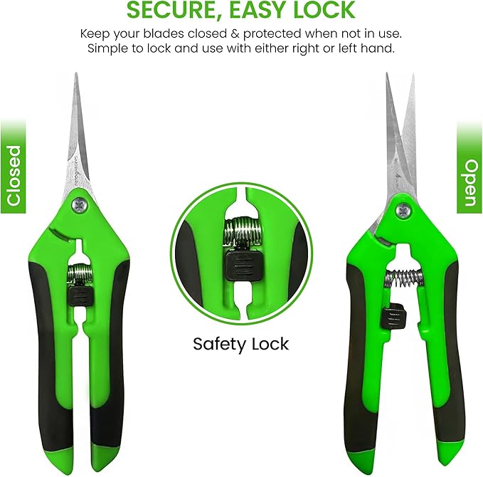 GARDEN GURU Razor Sharp Snip ??Professional Garden Pruning Shears Trimmers ??Super Sharp Micro-Tip Precision Stainless Steel Blades - Ergonomic Handles Easy on Arthritic Hands - 1 Case (100 Pcs)
