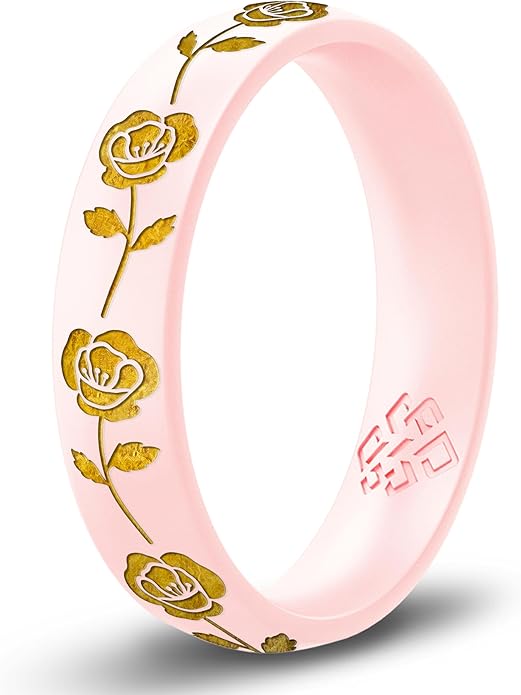 Knot Theory Birth Flower Silicone Ring for Women - 4mm Comfort Fit Wedding Band Engagement Ring
