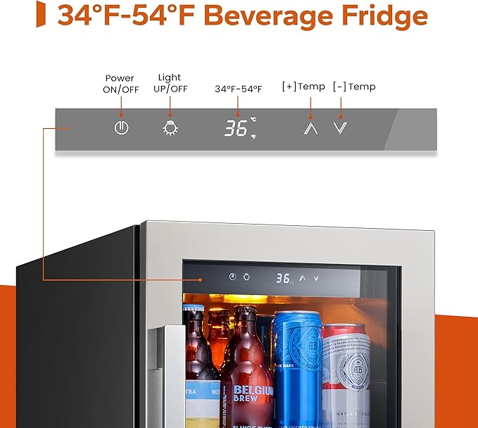 Ca'Lefort Beverage Refrigerator Cooler - 30 Inch 34-54째F Beverage Fridge Glass Door, Drink Fridge Glass Door 3 LED Beverage Cooler Built-in or Freestanding, Perfect for Home/Kitchen(6.0 Cu.ft)
