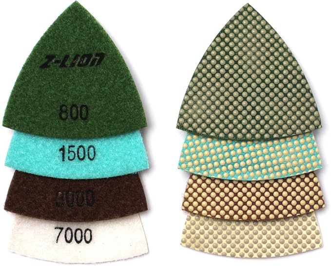 Glass Triangular Sanding Pads,Diamond Triangular Polishing Pads for Granite Marble Glass Concrete by Z-LION