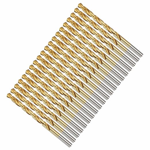Drill Bit, 13/64" Cutting Diameter, 4341 HSS Jobber Bits TiN Coated 135° Cutting Angle - (Applications: for Drilling Soft Metal Plastic Wood), 20-Pieces