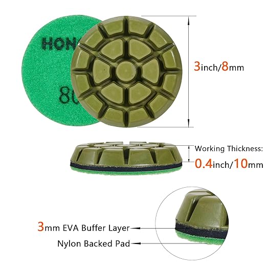 3 inch *10mm Diamond Floor Polishing Pucks,Grit 800 Set of 3, Concrete Sanding Disc,for Cement Rerrazzo Marble Granite Floor,Grit 800