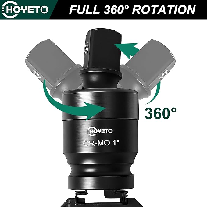 1" Drive Impact Universal Joint, Swivel Socket Set, Cr-Mo Steel Impact Adapter Set for Industrial Systems