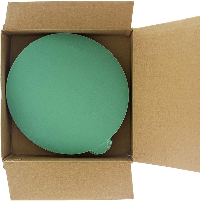 Dura-Gold Premium 5" Green Film PSA Sanding Discs - 320 Grit (Box of 50) - Film Back Self Adhesive Stickyback Sandpaper Discs for DA Sanders, Fast Cut Abrasive - Sand Automotive Paint Woodworking Wood