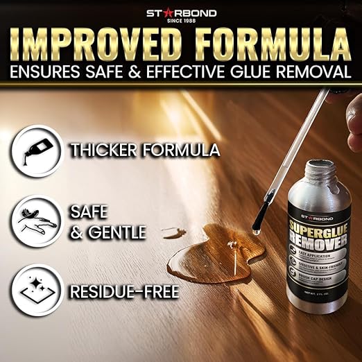 Starbond 2 oz. Super Glue Remover ??Dissolves Adhesive ??CA Glue Debonder with Easy Brush Cap Applicator