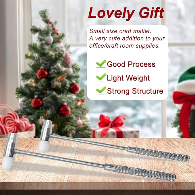 Lightweight Small Hammer, Jewelry Mallet, Craft Hammer for Small Projects, Jewelry, Watch, Tuning, Woodworking, DIY, Leather, Anti Slip Grip, 2 Pcs