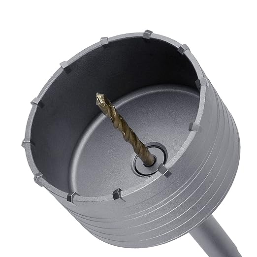 120mm (4-3/4 inch) Concrete Hole Saw with 220mm SDS Plus Connecting Rod, Tungsten Carbide Teeth (7.7mm x 4mm) Cement Hole Saw for Concrete Cement Brick Wall Stone 120mm (4-3/4 inch)