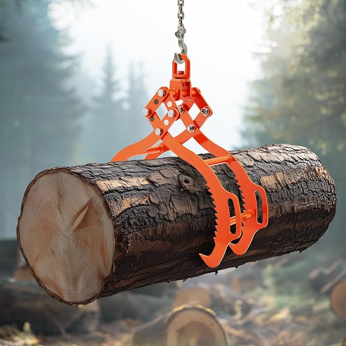 VEVOR Log Lifting Tongs 36in, 4 Serrated Claw Hook Log Tongs, Heavy Duty Steel Swivel Dragging Tongs, 3300LBS Log Grapple with Handles, Lumber Log Skidding Tongs for Tractors, Trucks, Forklifts, ATVs