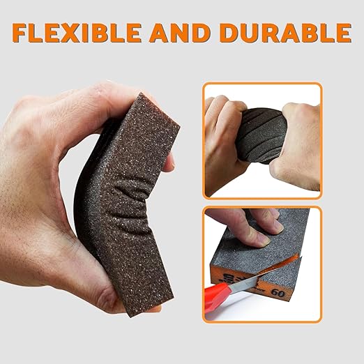 Sanding Block 10 pcs with Tack Cloth, 60 80 120 180 220 320 Coarse Medium Fine Grit Sanding Sponge Assortment, Sanding Sponges for Wood Drywall Metal by S&F STEAD & FAST