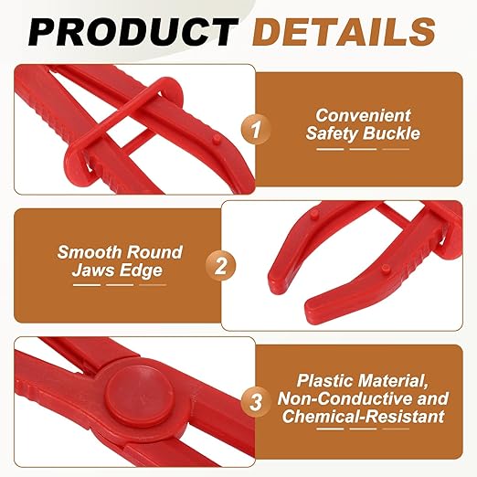 uxcell Hose Clamp Pliers, 10" Hose Pinch Off Pliers Plastic Straight Line Pinch Clamps Plier for 0-2.56 Inch Width Automotive Radiator Fuel Brake Gas Lines, Red