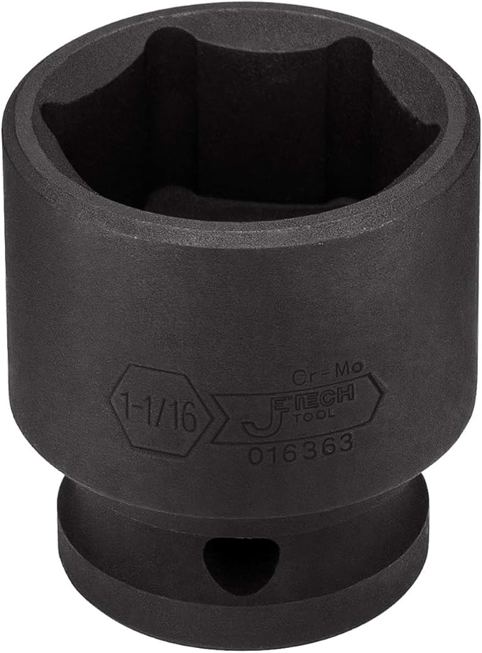 Jetech 1/2 Inch Drive 1-1/16 Inch Standard Impact Socket, Made with Chrome Molybdenum Alloy Steel, Heat Treated, 6-Point Design, SAE