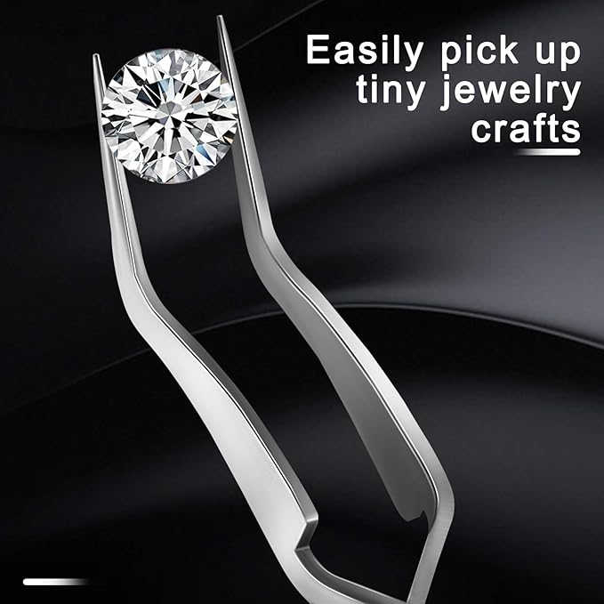 Honoson 6 Pcs Reverse Craft Tweezers Crossing Lock Curved Tweezers for Crafting, Stainless Steel Soft Grip Precision Reverse Grip Tweezer Fine Tip Tweezer for Stickers DIY Jewelry Beading Nail
