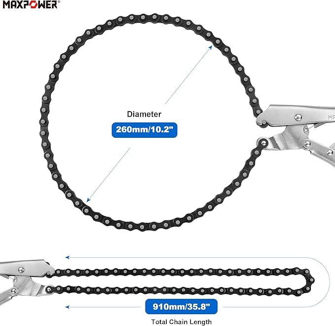 MAXPOWER Locking Chain Clamp, 9-Inch Locking Chian Pliers with 35.8-Inch Chain, 2 Pack