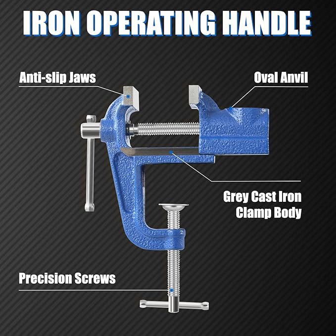 COGNATIVE Mini Table Clamp, 2" blue, Small Bench Vise, Upgraded cast steel manufacturing Jewelers Hobby Clamps Craft Repair Tool Portable Work Bench Vise (Mini)