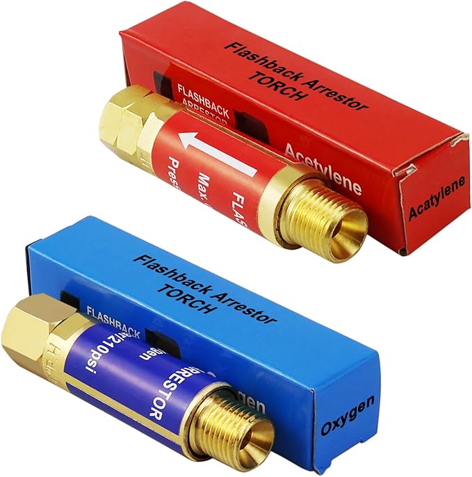Oxygen Acetylene Flashback Arrestors Set 2-Set 9/16-18 Threads for Torch