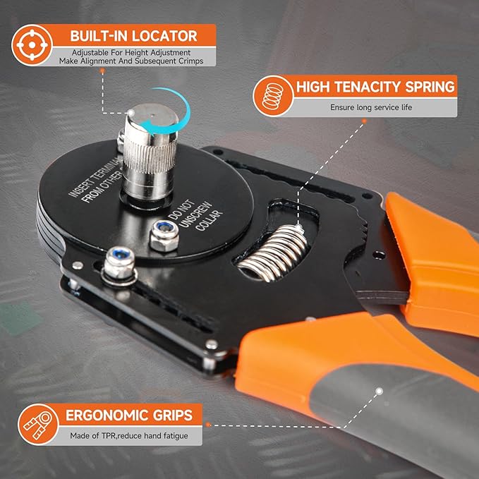 iCrimp Closed Barrel Crimper 4 Way Indent,8 Impression Type for Deutsch Solid Contacts gage 14,16&18(IWD-16)