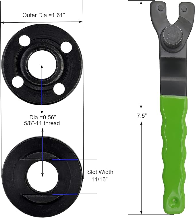5/8"-11 Glossy Black Angle Grinder Extension Shaft Connecting Rod with Grinder Adjustable Spanner Wrench Flange Nut kit Car Polisher Airway Buff Extender Rotary Extension Kit(Black 3" & 4" & 5.5")
