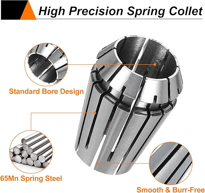 HARFINGTON Spring Collet Chuck ER20 14.5mm 65Mn Spring Steel Precision Router Collets for CNC Engraving Milling Lathe Tool