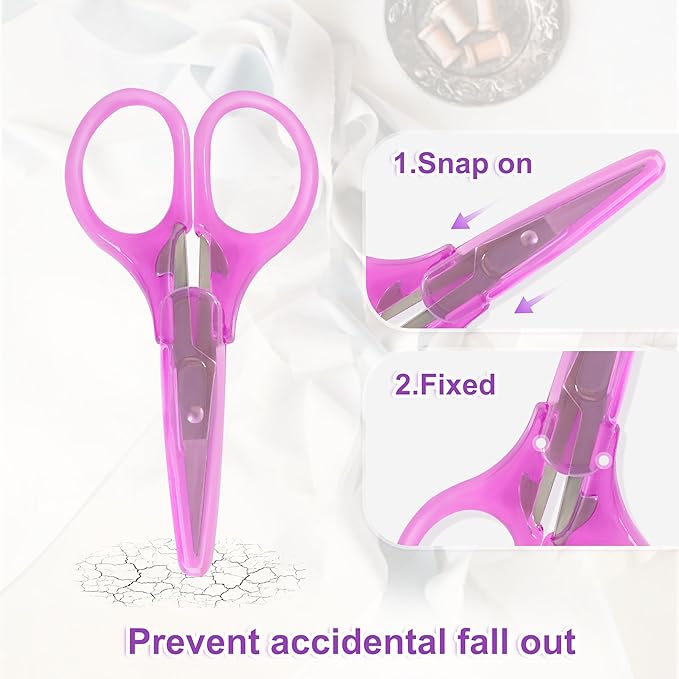 10 Pcs Small Scissors All Purpose, Stainless Steel Sharp Mini Detail Craft Scissors with Protective Cover for Embroidery, Paper Cutting, Sewing, Knitting, Crafting, 3.5"