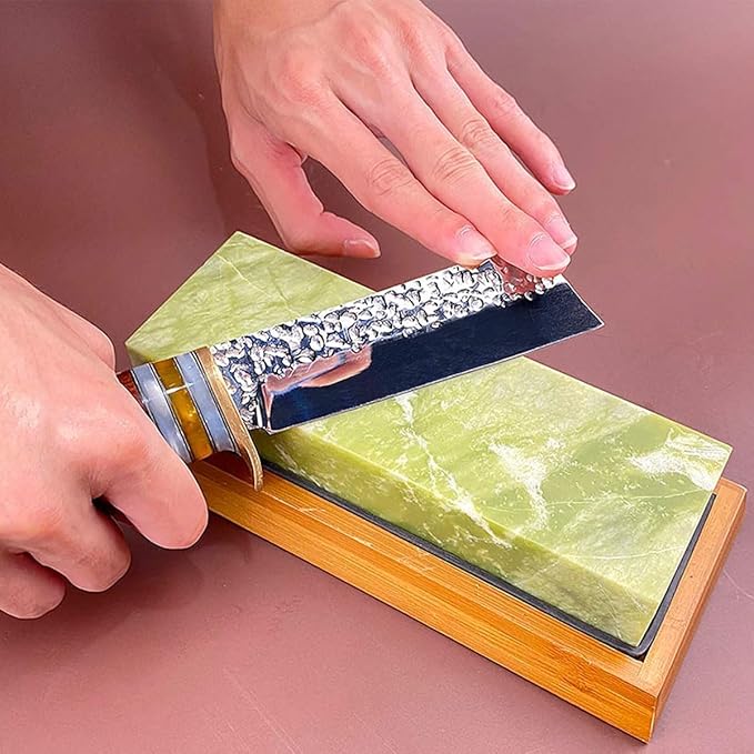 Large Size Polishing Sharpening Stone,Grit 10000# Knife Sharpener Whetstone Final Fine Polishing Natural Green Honing Oilstone for Knives Tools (SET-C)
