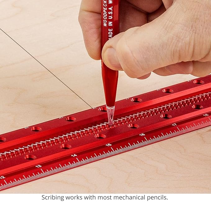 Woodpeckers T Square, 32 Inch, Precision Woodworking T-Square Ruler, Built-in Edge Support, Scribing & Shelf Pin Guides, Rack-It Mount, Made in USA