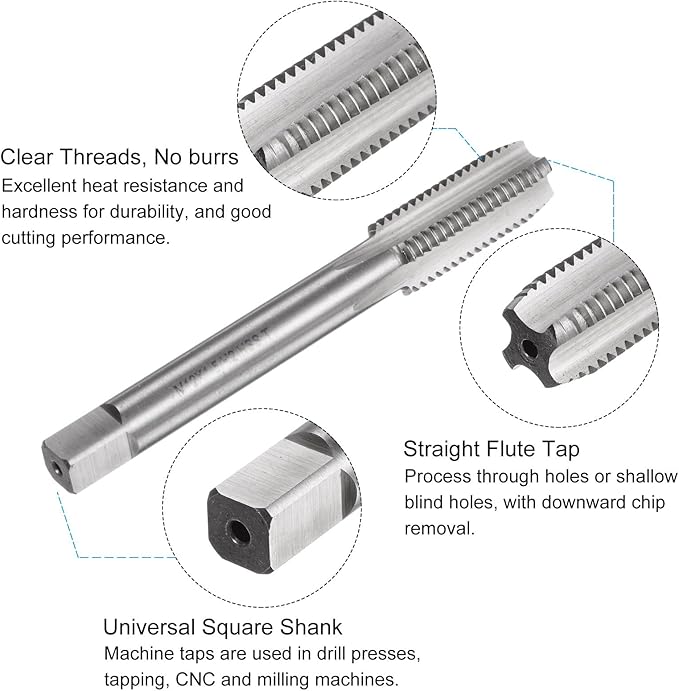 uxcell Metric Tap and Drill Bit Set, M12 x 1.5 Thread Tap & 10.5mm Black Oxide Twist Drill Bit, Straight Flute Tap Tapping Threading Repair Tool Kit