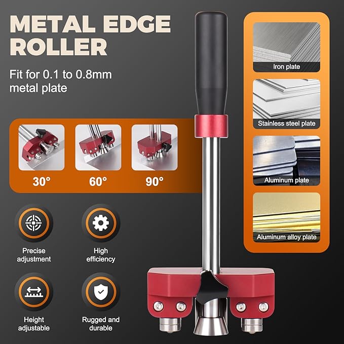 Sheet Metal Bender, Edge Roller Bender for Standing Seam Roofing Tools at 0-90째 Angle, Large Sheet Metal Roller and Bending Tool