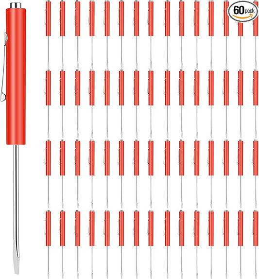 60 Pieces Pocket Screwdriver Mini Tops and Pocket Clips Magnetic Slotted Small Screw Driver with a Single Blade Head for Mechanical, Electrician (Red)
