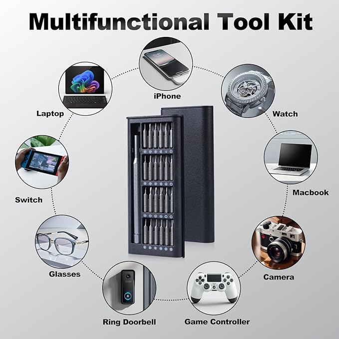 25-in-1 Professional Mini Repair Tool Kit, Small Precision Screwdriver Set, Mini Precision Screwdriver Set Small Bit Tool for Phone, Computer, Watch, Laptop, Macbook, Ring Doorbell, Eyeglass