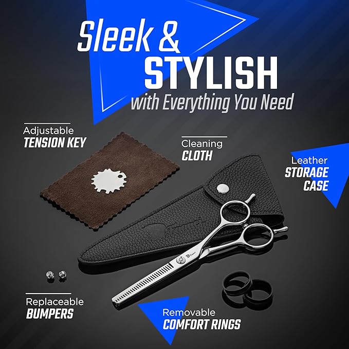 Fagaci Hair Thinning Scissors 5.5" with 440C Steel, Extreme Sharpness & Precise Cuts Texturizing Shears, Barber Thinning Shears, Hair Cutting for Women & Men, Slim Blades Texturizing Scissors