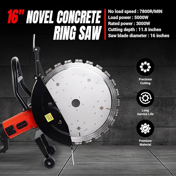 LOSCHEN 16 Inch Novel Concrete Ring Saw,3000W Wet/Dry Circular Saw with Water Pump,Electric Ring Cutter for Concrete, Bricks, Rebar and Marble,Cutting Depth: 11.8in