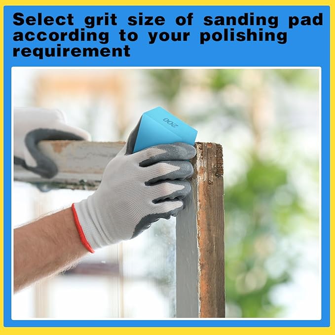 7 Pcs Diamond Hand Polishing Pads 60/100/200/400/800/1500/3000 Grit Diamond Sanding Pads Wet and Dry Sanding Block with Sponge Backing for Glass Tile Stone Concrete Granite Marble Ceramics