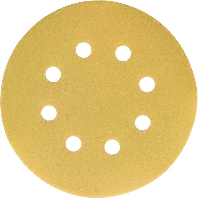 Dura-Gold Premium 600 Grit 5" Sandpaper Discs, 8 Hole Pattern Dustless, 50 Discs - Hook & Loop Backing for Orbital DA Sander, Detailing Finishing Color Sanding Automotive Paint Woodworking